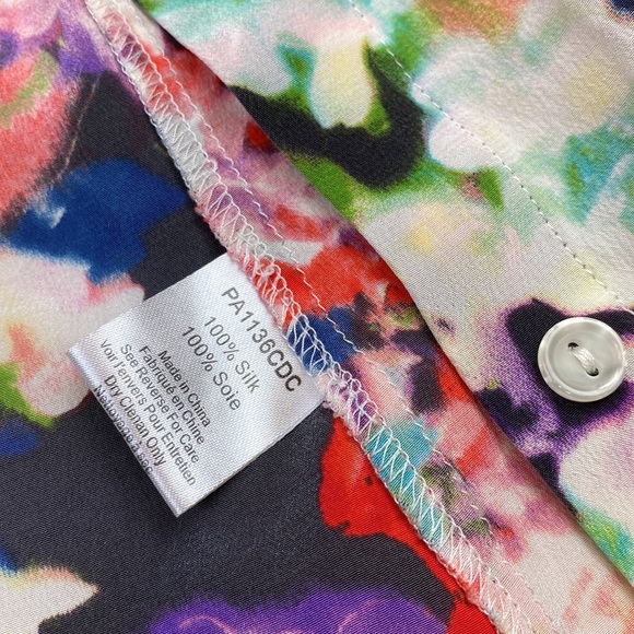 Parker Silk Watercolor Floral sleeveless Blouse. One of a kind - Picture 7 of 13